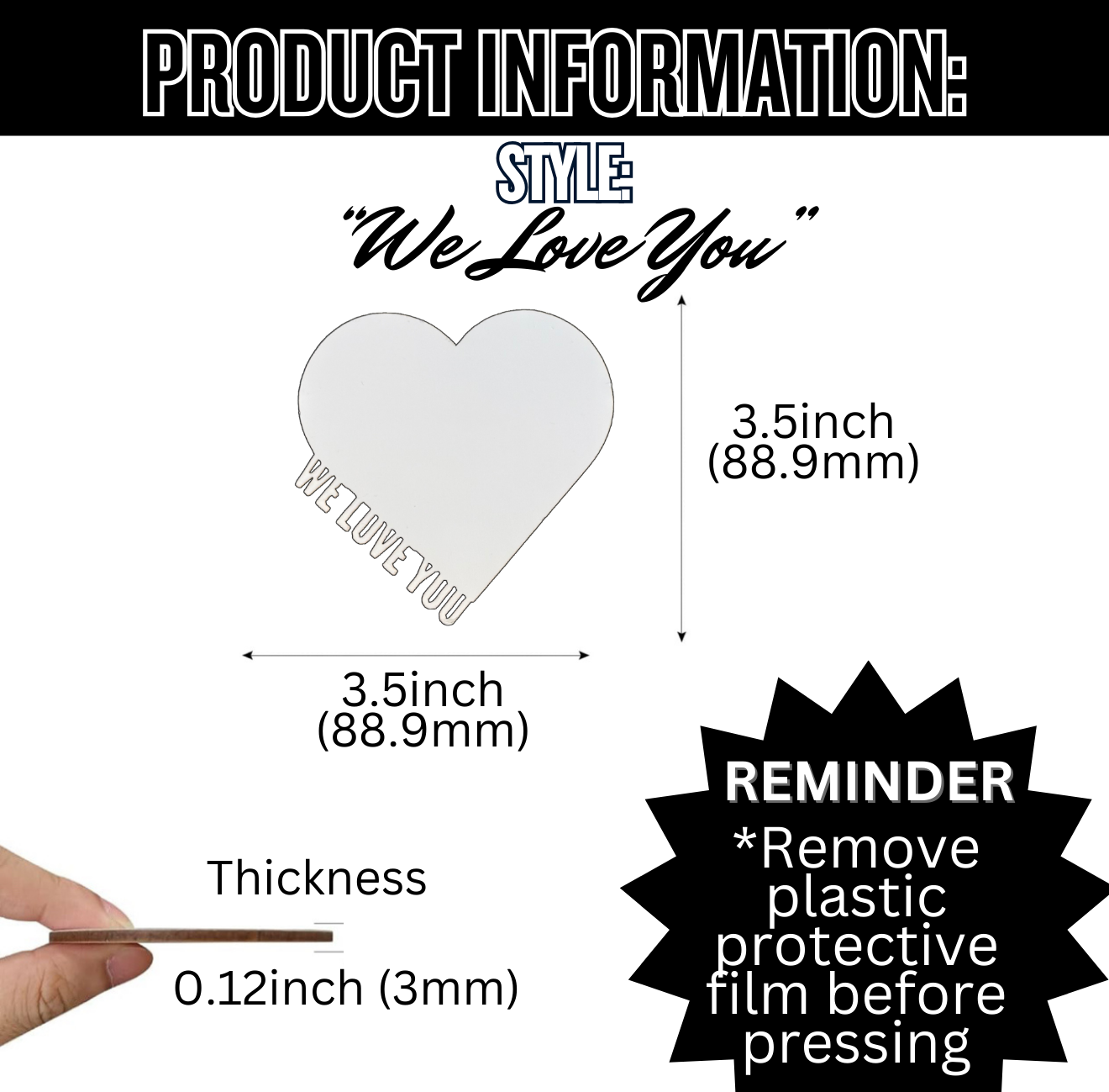 MDF BLANK- 6pk WE LOVE YOU HEART